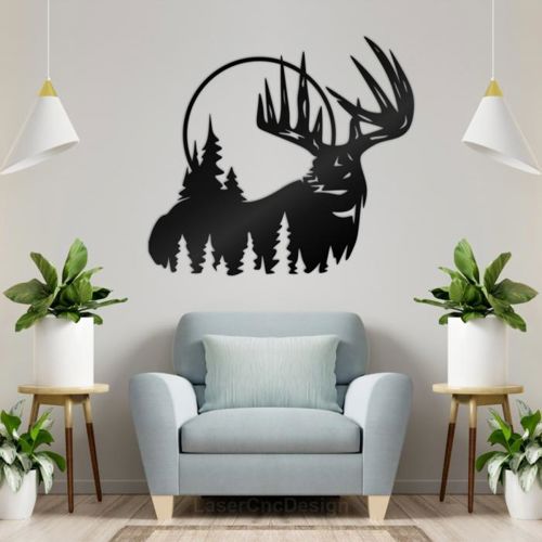 طرح دیوار آهو دکوراسیون لیزر - deer wall decor for laser cut - برای دستگاه CNC چوب و لیزر (سی ان سی)