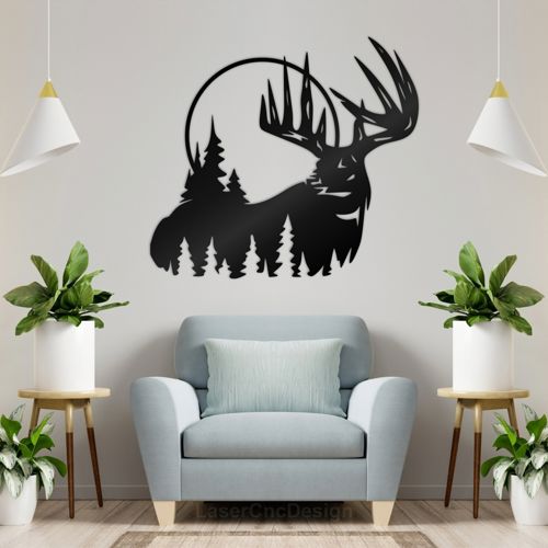 طرح دیوار آهو دکوراسیون برای برش لیزری - deer wall decor for laser cut ve - برای دستگاه CNC چوب و لیزر (سی ان سی)