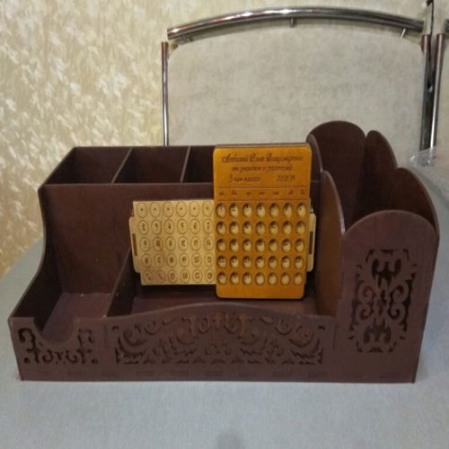 طرح میز سازماندهی با تقویم دائمی جا مداد - desk organizer with perpetual calendar pencil holder ve - برای دستگاه CNC چوب و لیزر (سی ان سی)
