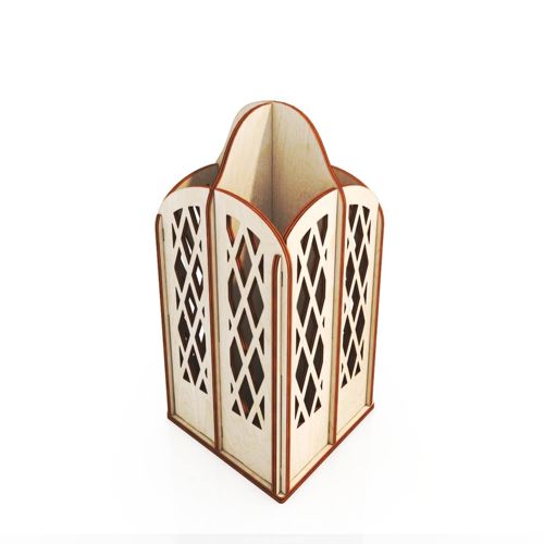 طرح مداد و قلم نگهدارنده تقسیم شده برش لیزری - divided pencil and brush holder organizer laser cut ve - برای دستگاه CNC چوب و لیزر (سی ان سی)