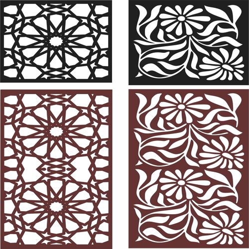 طرح جداکننده گل درز گل صفحه پنل برای برش لیزری - divider flower seamless floral screen panel for laser cut ve - برای دستگاه CNC چوب و لیزر (سی ان سی)