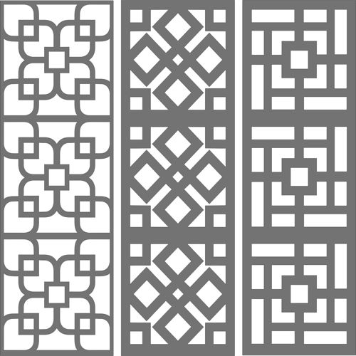 طرح جداکننده درز گلدار گریل پانل مجموعه برای برش لیزری - divider seamless floral grill panels set for laser cutting - برای دستگاه CNC چوب و لیزر (سی ان سی)