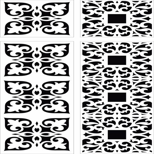 طرح جداکننده یکپارچه گلدار گریل ست برای برش لیزری - divider seamless floral grill set for laser cut ve - برای دستگاه CNC چوب و لیزر (سی ان سی)