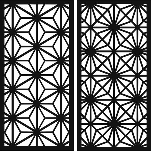 طرح‌های صفحه نمایش گلدار یکپارچه جداکننده برای برش لیزری - divider seamless floral screen designs set for laser cut ve - برای دستگاه CNC چوب و لیزر (سی ان سی)