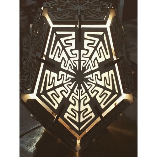 طرح لامپ دوازده وجهی 6 میلی‌متری پوشش - dodecahedron lamp 6mm ve - برای دستگاه CNC چوب و لیزر (سی ان سی)