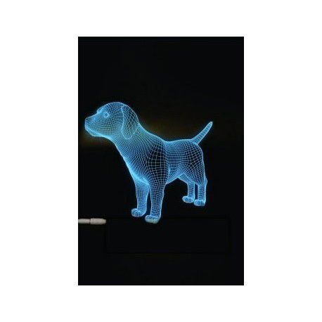 طرح سگ سه بعدی با ال ای دی شب نور - dog 3d led night light ve - برای دستگاه CNC چوب و لیزر (سی ان سی)