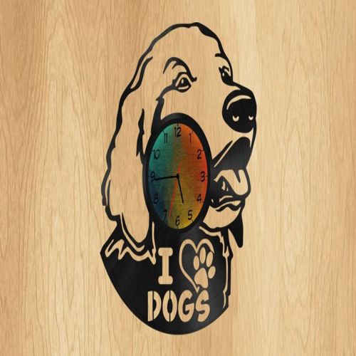 طرح ساعت سگ طرح سی دی آر برای برش لیزری - dog clock cdr drawing for laser cut ve - برای دستگاه CNC چوب و لیزر (سی ان سی)