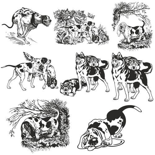طرح مجموعه سگ‌ها برای برش لیزری - dogs collection for laser cut ve - برای دستگاه CNC چوب و لیزر (سی ان سی)