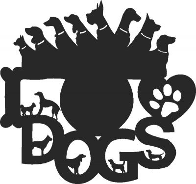 طرح سگ عاشق ساعت - dogs lover clock - برای دستگاه CNC چوب و لیزر (سی ان سی)