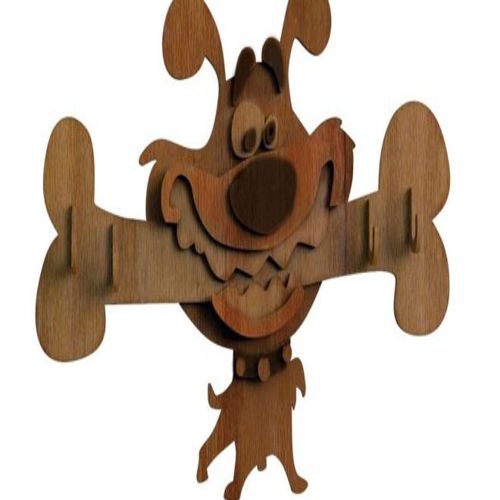 طرح سگ با جاکلیدی استخوانی لیزر - dog with bone key holder laser cut - برای دستگاه CNC چوب و لیزر (سی ان سی)