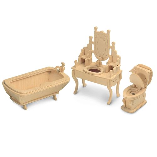 طرح مجموعه مبلمان حمام خانه عروسکی برای برش لیزری - dollhouse bathroom furniture set for laser cut ve - برای دستگاه CNC چوب و لیزر (سی ان سی)
