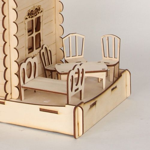 طرح مبلمان خانه عروسکی مینیاتوری صندلی میز تخت برای برش لیزری - dollhouse furniture miniature chair table bed for laser cutting ve - برای دستگاه CNC چوب و لیزر (سی ان سی)
