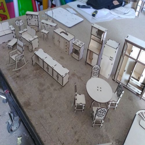 طرح مبلمان خانه عروسکی چوبی برای برش لیزری - dollhouse furniture wooden for laser cutting - برای دستگاه CNC چوب و لیزر (سی ان سی)