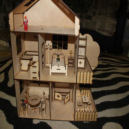 طرح کیت خانه عروسکی قالب میلی متری برای برش لیزری - dollhouse kit 4mm template for laser cut ve - برای دستگاه CNC چوب و لیزر (سی ان سی)