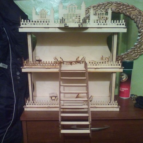 طرح الگوی خانه عروسکی برای برش لیزری - doll house pattern template for laser cut ve - برای دستگاه CNC چوب و لیزر (سی ان سی)