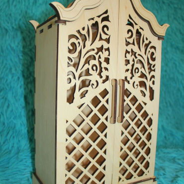 طرح ماکت کمد عروسک برای برش لیزری - doll wardrobe mockup for laser cut ve - برای دستگاه CNC چوب و لیزر (سی ان سی)