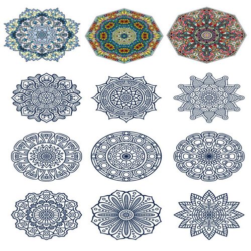 طرح الگوی دایره doodle mandala ornament - doodle circular pattern design mandala ornament ve - برای دستگاه CNC چوب و لیزر (سی ان سی)