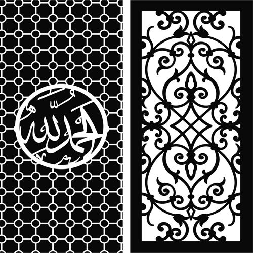 طرح درب درب گلدار صفحه پنل برای برش لیزری - door seamless floral screen panel for laser cutting - برای دستگاه CNC چوب و لیزر (سی ان سی)