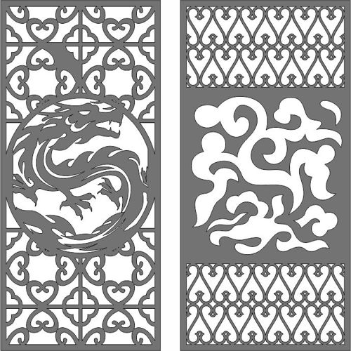طرح dragon-and-cloud-privacy-partition-indoor-panels-screen-room-divider-for-laser-cut-ve