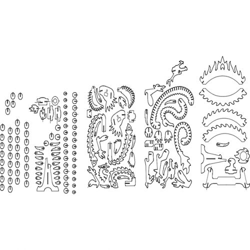 طرح اژدها و ققنوس سه‌بعدی پازل - dragon and phoenix share 3d puzzle - برای دستگاه CNC چوب و لیزر (سی ان سی)