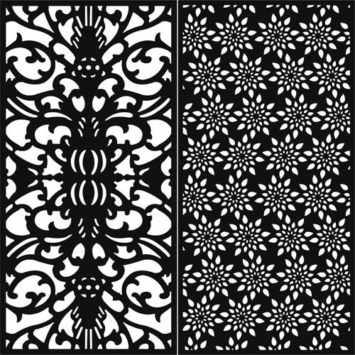 طرح پرده‌های اتاق نشیمن گلدار یکپارچه مجموعه برای برش لیزری - drawing room screens floral seamless set for laser cut ve - برای دستگاه CNC چوب و لیزر (سی ان سی)