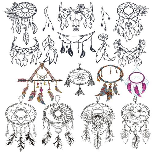 طرح گیرنده رویا مجموعه - dream catcher set ve - برای دستگاه CNC چوب و لیزر (سی ان سی)