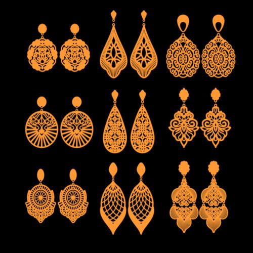 طرح گوشواره زنانه جواهرات الگو برش لیزری - earrings design women jewelry template laser cut ve - برای دستگاه CNC چوب و لیزر (سی ان سی)