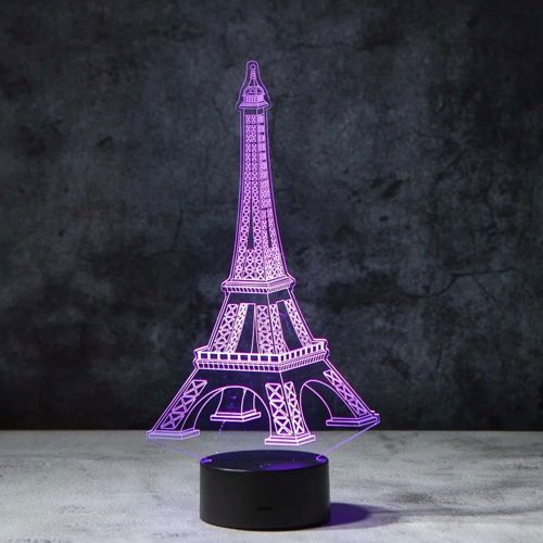 طرح برج ایفل توهم سه بعدی چراغ شب حکاکی لیزری - eiffel tower 3d illusion night light lamp laser engraving ve - برای دستگاه CNC چوب و لیزر (سی ان سی)