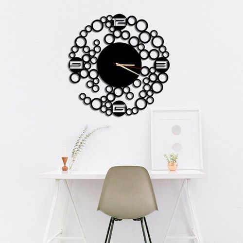 طرح ساعت دیواری دایره ای برش لیزری - elegant circles wall clock laser cut ve - برای دستگاه CNC چوب و لیزر (سی ان سی)