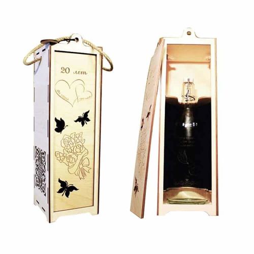 طرح جعبه کادویی نوشابه رمانتیک حکاکی شده با درب کشویی برش لیزری - engraved romantic wine gift box with sliding lid laser cut ve - برای دستگاه CNC چوب و لیزر (سی ان سی)