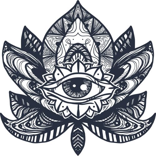 طرح تاتو چشم نیلوفر برای برش لیزری - eye lotus tattoo for laser cut ve - برای دستگاه CNC چوب و لیزر (سی ان سی)