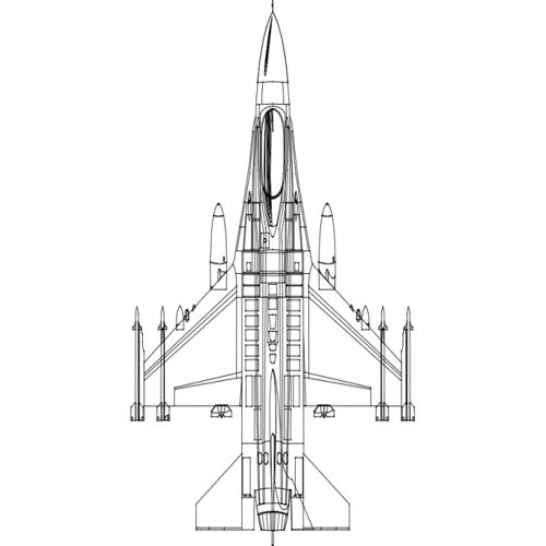 طرح وکتور آماده برش نمای بالا هواپیمای F-16 برای دستگاه CNC چوب و لیزر ( سی ان سی )