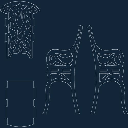 طرح صندلی فانتزی صندلی - fancy chair - برای دستگاه CNC چوب و لیزر (سی ان سی)