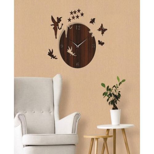 طرح ساعت دیواری فانتزی فانتزی برای دکوراسیون اتاق نشیمن لیزری - fancy fairy wall clock for drawing room decor laser cut ve - برای دستگاه CNC چوب و لیزر (سی ان سی)