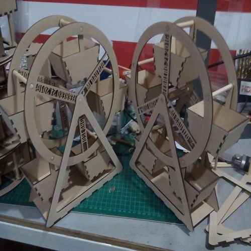 طرح جفت چرخ فلک برش لیزری سه بعدی پازل طرح - ferris wheel pair laser cut 3d puzzle - برای دستگاه CNC چوب و لیزر (سی ان سی)