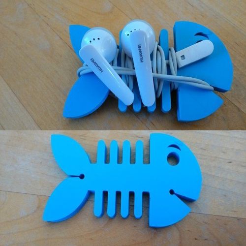 طرح نگهدارنده گوشی گوشی فیش بند ماهی - fish cord organizer earbuds holder ve - برای دستگاه CNC چوب و لیزر (سی ان سی)