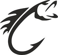 طرح قلاب ماهیگیری با برچسب ماهی - fish hook with fish decal sticker - برای دستگاه CNC چوب و لیزر (سی ان سی)