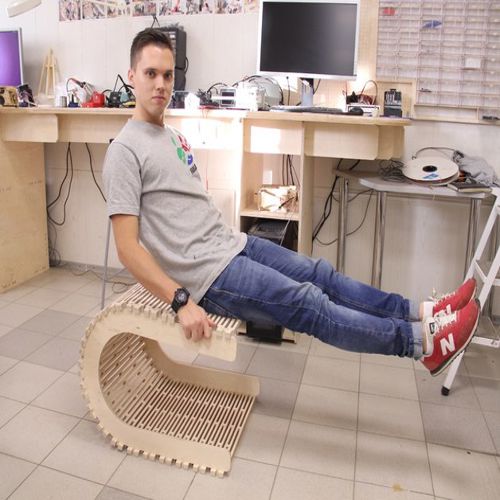 طرح صندلی انعطاف‌پذیر ساخته از تخته الیاف پلی‌وود - flexible chair made of plywood - برای دستگاه CNC چوب و لیزر (سی ان سی)