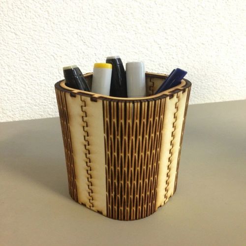 طرح پایه خودکار چوبی فلکسی راست لیزر - flexiroast wooden pen stand laser cut ve - برای دستگاه CNC چوب و لیزر (سی ان سی)