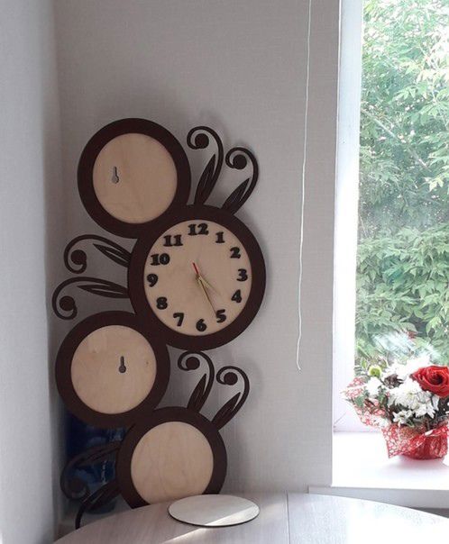 طرح ساعت دیواری گلدار تزئینی برای برش لیزری - floral decorative wall clock for laser cutting ve - برای دستگاه CNC چوب و لیزر (سی ان سی)