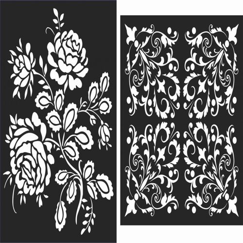 طرح الگوهای گل صفحه طراحی - floral screen patterns design 34 - برای دستگاه CNC چوب و لیزر (سی ان سی)