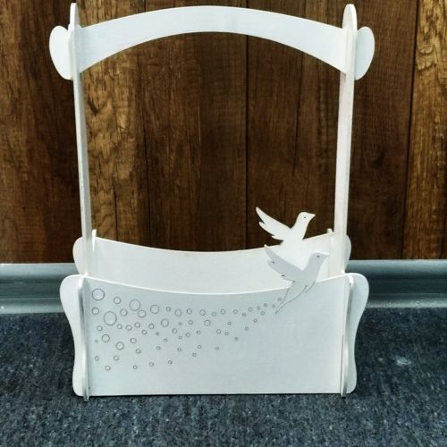 طرح سبد گل با پرنده، سبد آبنبات، دکوراسیون منزل، هزینه - flower basket with bird candy basket home decoration ve - برای دستگاه CNC چوب و لیزر (سی ان سی)