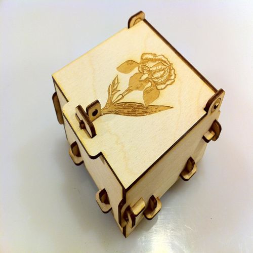 طرح جعبه گل حکاکی سوزنی 3 میلی‌متری تخته تخته برش لیزر الگو - flower engraved pinned box 3mm plywood laser cut template - برای دستگاه CNC چوب و لیزر (سی ان سی)
