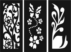 طرح گل‌ها و گیاهان تزئین‌شده بافل برای برش لیزر cnc - flowers and plants decorated baffles for laser cut cnc ve - برای دستگاه CNC چوب و لیزر (سی ان سی)