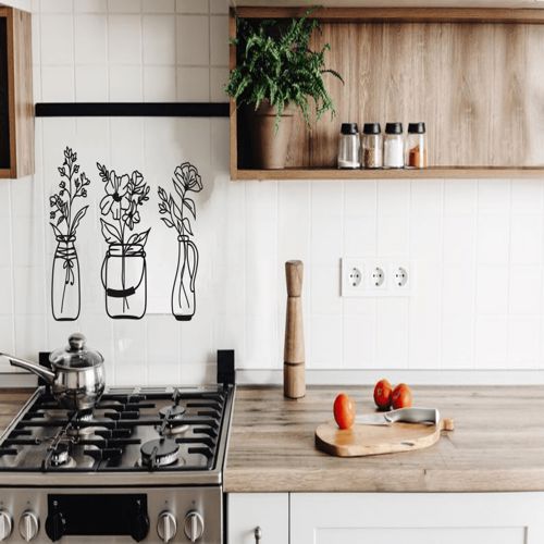 طرح flowers-in-pots-metal-wall-art-metal-wall-decor-housewarming-gift-for-laser-cut-ve