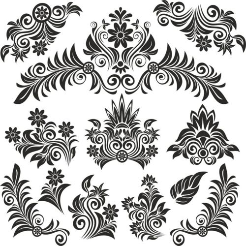 طرح مجموعه گل قدیمی برای برش لیزری - flower vintage set layout for laser cut ve - برای دستگاه CNC چوب و لیزر (سی ان سی)