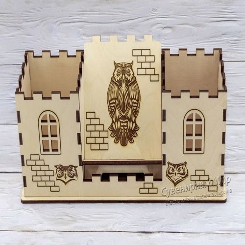 طرح جا مداد گیر فورت با پایه گوشی برش لیزری - fortress pencil holder with phone stand laser cut ve - برای دستگاه CNC چوب و لیزر (سی ان سی)
