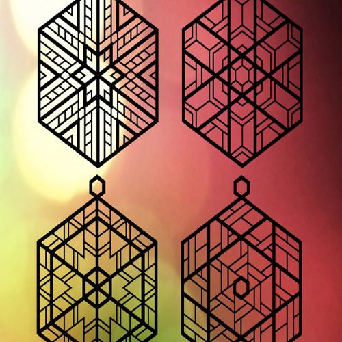 طرح چهار شیشه رنگی الهام گرفته از زیورآلات برای برش لیزر - four stained glass inspired ornaments for laser cut ve - برای دستگاه CNC چوب و لیزر (سی ان سی)