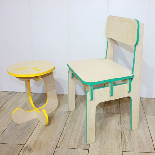 طرح مبلمان چهارپایه و صندلی کودک قیمت - furniture children stool and highchair - برای دستگاه CNC چوب و لیزر (سی ان سی)
