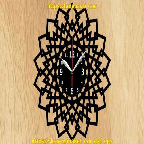 طرح ساعت هندسی برای برش لیزری - geometry clock for laser cutting ve - برای دستگاه CNC چوب و لیزر (سی ان سی)